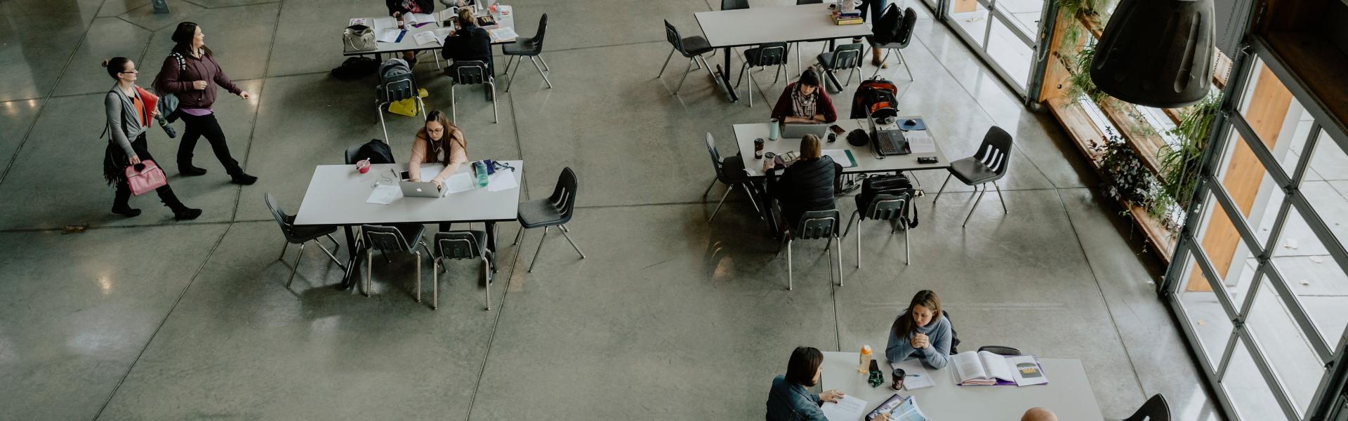 Birds-eye view of venue space at the College on New Caledonia