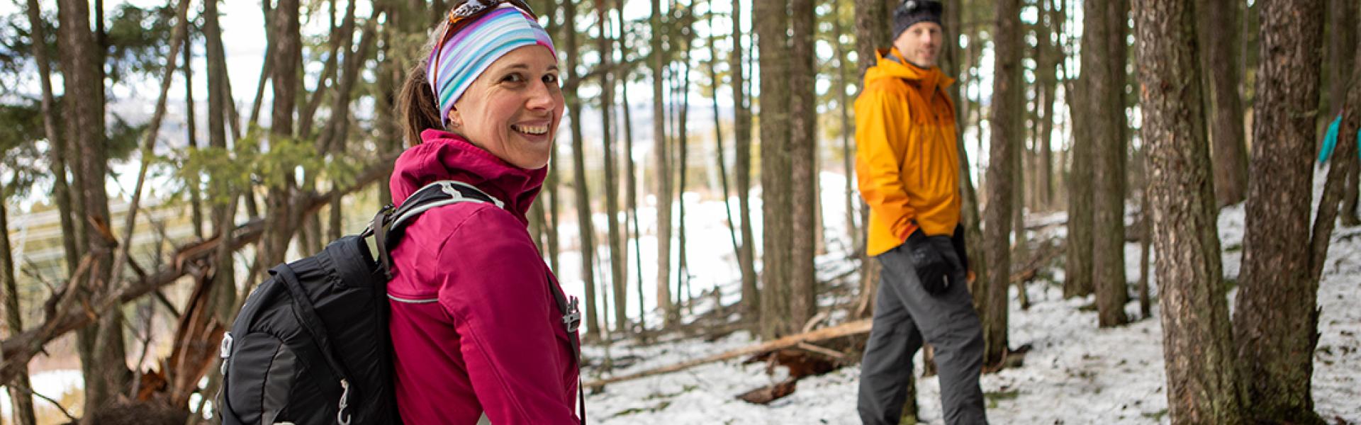 A couple snowshoeing on the Wonderland Trail Network